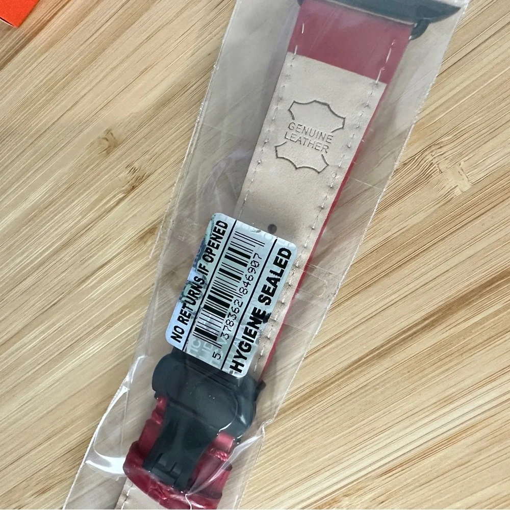 NWT 44mm Red Leather Apple Watch Strap